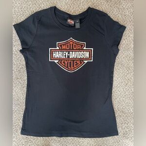 Harley-Davidson Women's Black and Orange Tee